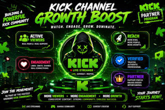 promote kick channel active viewers and reach verified
