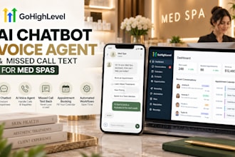 setup gohighlevel ai chatbot voice agent, and missed call text for med spas
