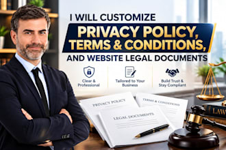 draft privacy policy, terms and conditions, and website legal documents