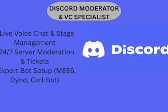 be your professional discord server manager and active moderator