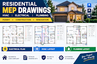 design residential mep drawings for hvac electrical and plumbing permits