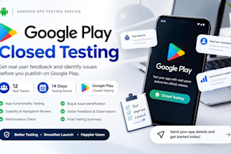 provide 12 real human testers google play closed testing for 14 days