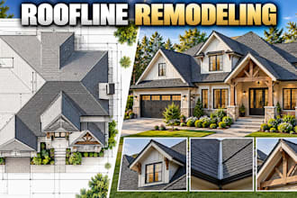 design roofline remodeling plans with detailed exterior 3d views