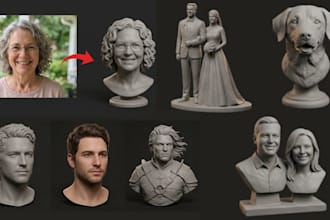 sculpt realistic 3d head bust full body face likeness from photo for 3d printing