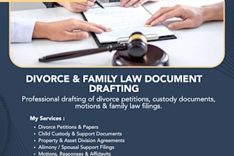 draft divorce petitions family law motions custody and support documents