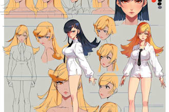 draw a character sheet in anime style