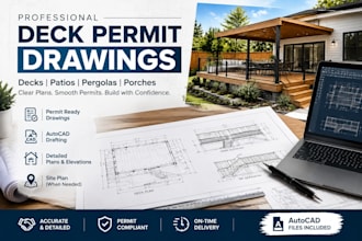 create deck permit, drawings, patio plans, pergola and porch permit blueprints