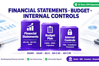 prepare your financial statements, budget plan and internal controls as a CPA