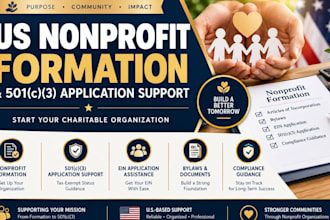 form your US nonprofit and assist with 501c3 application