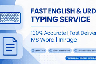 do fast urdu and english typing image to text in 2 hours