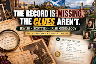 trace your jewish, scottish, irish ancestry genealogy research, citation record