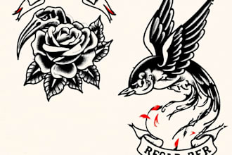 draw a neotraditional or old school tattoo design