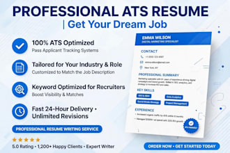 design a modern professional ats resume, CV and cover letter