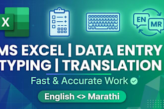 do ms excel work data entry typing and english to marathi  translation