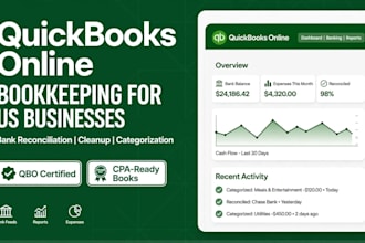 quick books online bookkeeping and bank reconciliation for US clients
