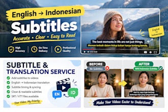 add indonesian subtitles and translate english videos to indonesian