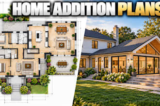 design home addition plans with detailed remodeling 3d views