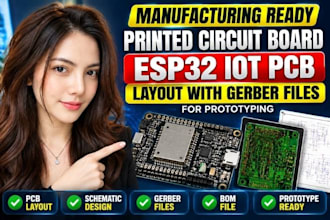 esp32 iot pcb design manufacturing ready circuit board layout with gerber files