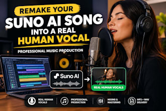 remake suno ai song recreate ai song into a real human vocal production