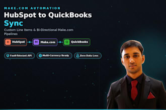 engineer a custom hubspot to quickbooks integration in make com