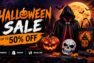 design a halloween sale banner for your website and social media