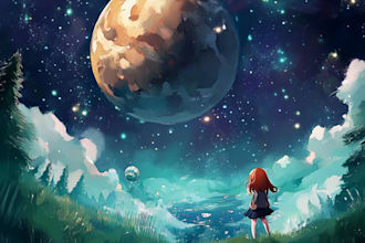 draw anime background for vtuber or game illustration