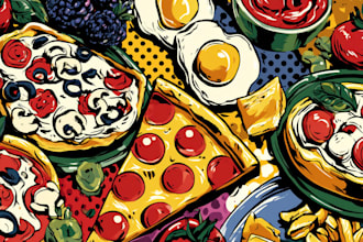 food pop art illustrations