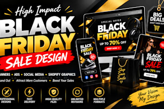 design black friday sale graphics, banners and cyber monday ads