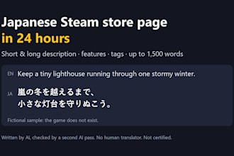 localize your steam store page into japanese in 24 hours