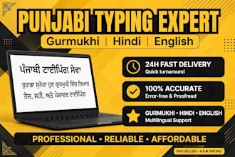 do fast punjabi english and hindi typing work