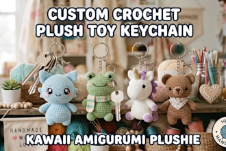 create a custom crochet plush toy keychain kawaii amigurumi plushie