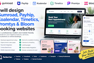 design gumroad payhip koalendar timetics promtys bloom booking website