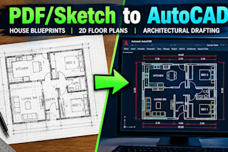 redraw pdf to cad house blueprints autocad architectural drafting 2d floor plans