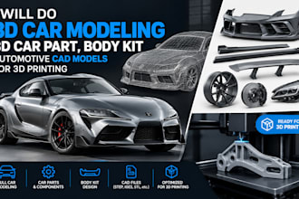 do 3d car modeling, 3d car part, body kit automotive cad models for 3d printing