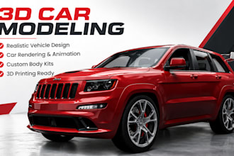 do 3d car modelling, 3d vehicle design, 3d printing