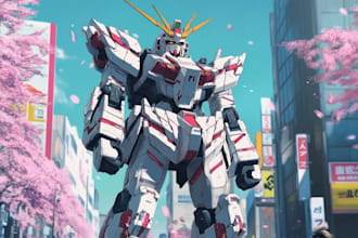 create retro mecha or scifi gundam art