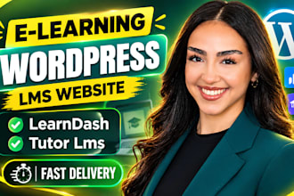 create wordpress lms website, elearning website with learndash or tutor lms