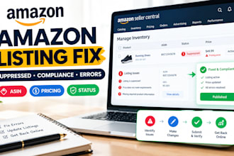 fix amazon listing issue  suppressed compliance, pricing  listing errors
