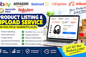 ebay amazon walmart aliexpress alibaba mercado libre rakuten products uploading
