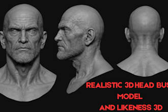 sculpt realistic 3d head 3d bust likeness 3d full body character for 3d printing