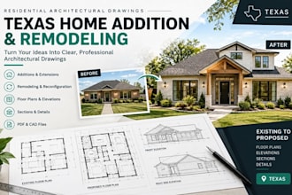 create texas home addition and remodelling architectural drawing