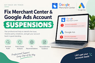 fix merchant center and google ads account suspensions
