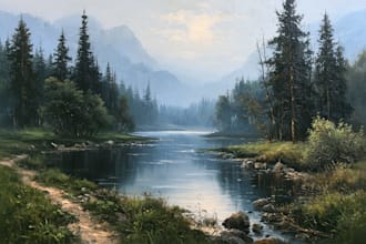 paint landscape in oil painting