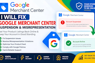 fix google merchant center suspension and misrepresentation