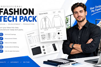create fashion tech pack, clothing tech pack and tech pack design
