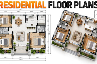 design residential floor plans, layouts and cad drawings