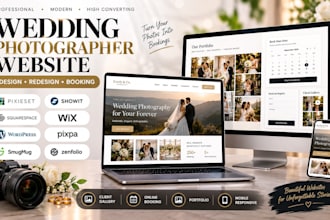 design or redesign pixieset wedding photographer booking client graphy website
