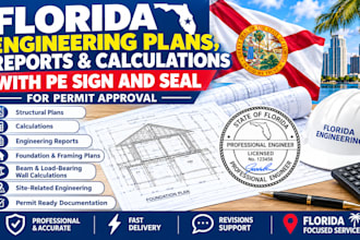 florida engineering plans, reports and calculations with sign seal for permit