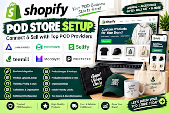 setup shopify lumaprints merchize sellfy teemil modalyst prinster pod shop