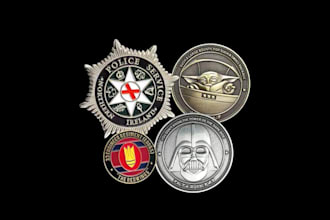 design custom 3d challenge coin, military badge, crypto token, 3d bas relief